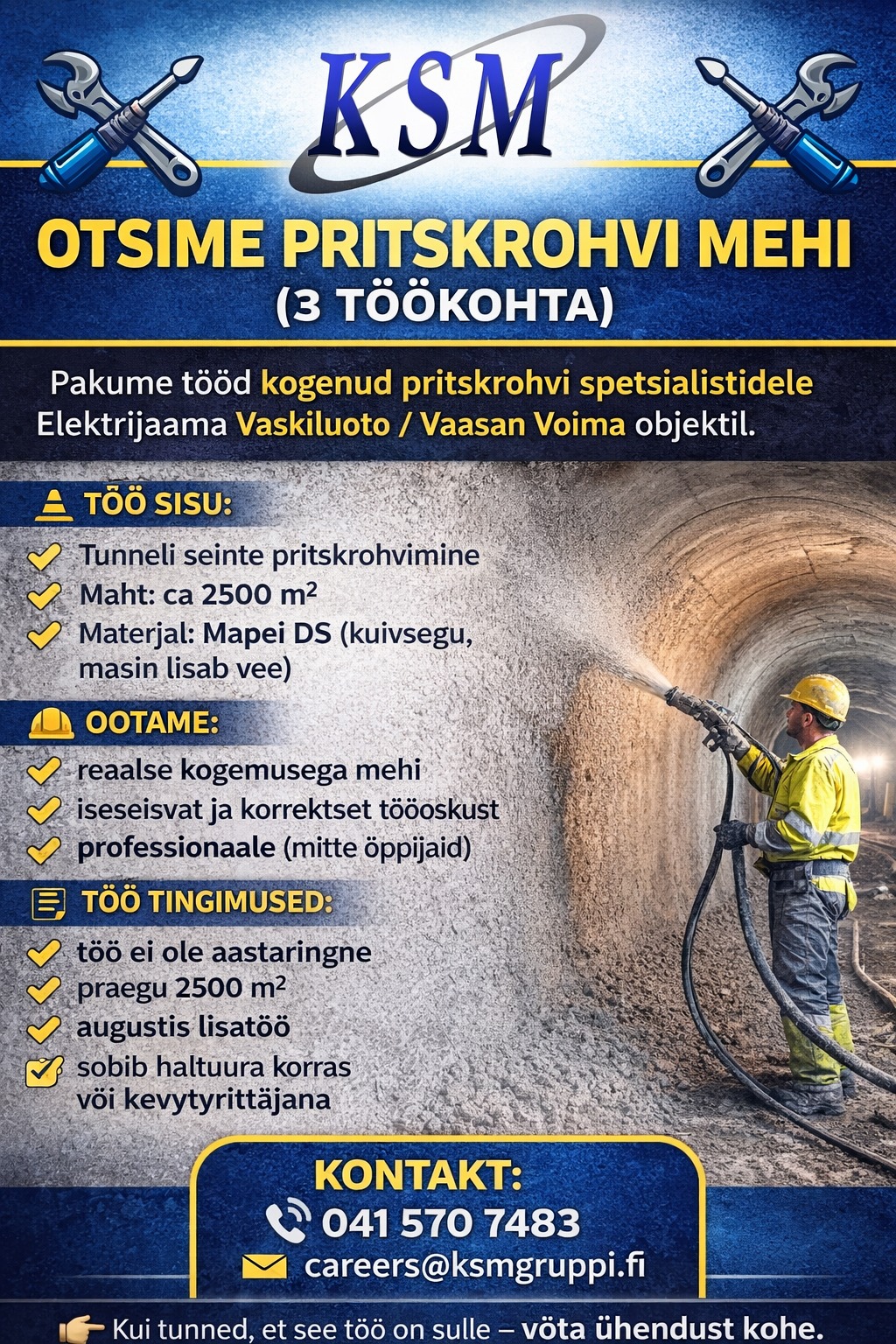 Tööpakkumine pritskrohvijatele Soomes