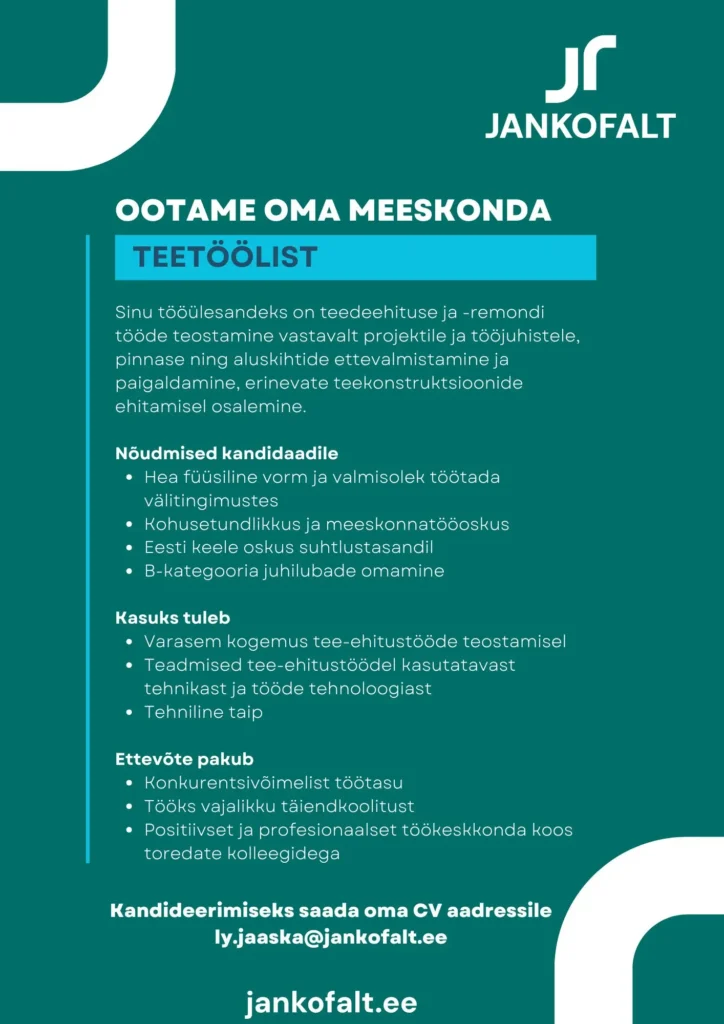 Tööpakkumine teetöölisele Harju maakond