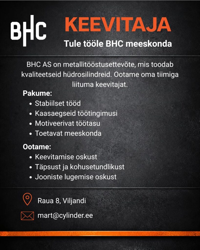 Tööpakkumine keevitajale Viljandis