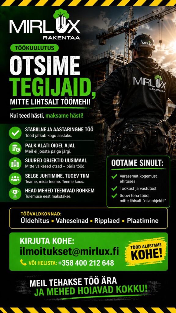 Mirlux Rakentaa otsib meeskonda uusi tegijaid