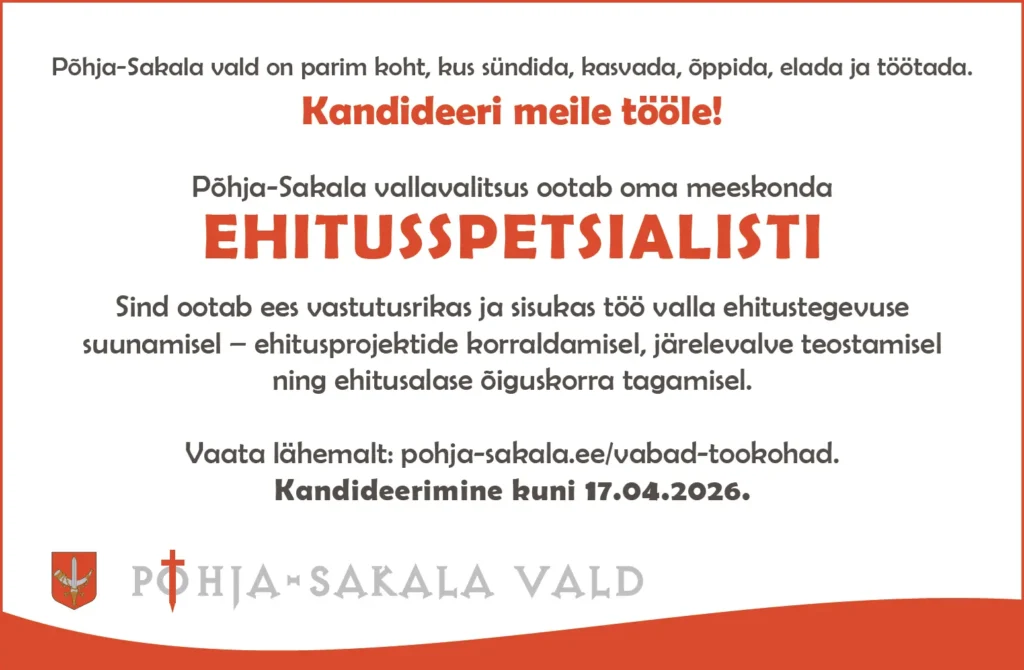 Tööpakkumine ehitusspetsialistile Põhja-Sakala vallas