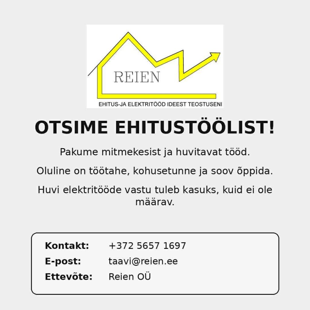 Tööpakkumine ehitustöölisele Saaremaal