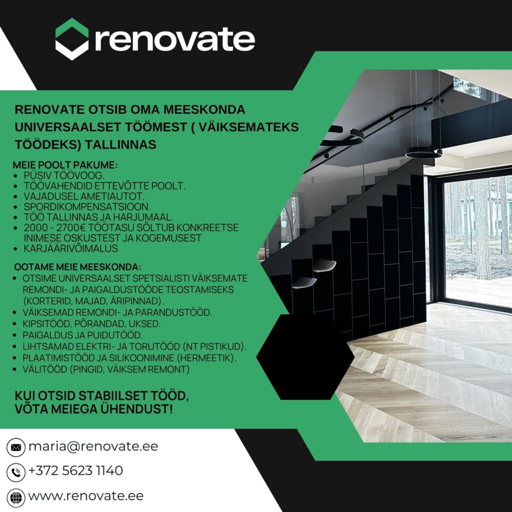 Renovate otsib oma meeskonda universaalset töömeest