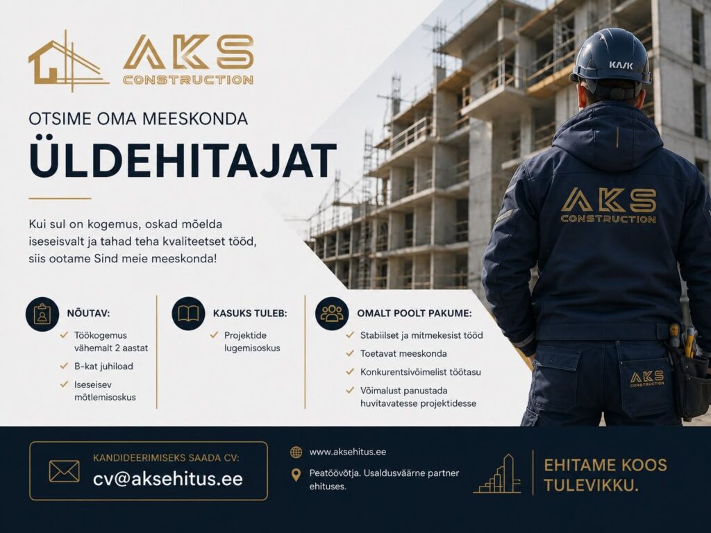 Tööpakkumine üldehitajale Tartus