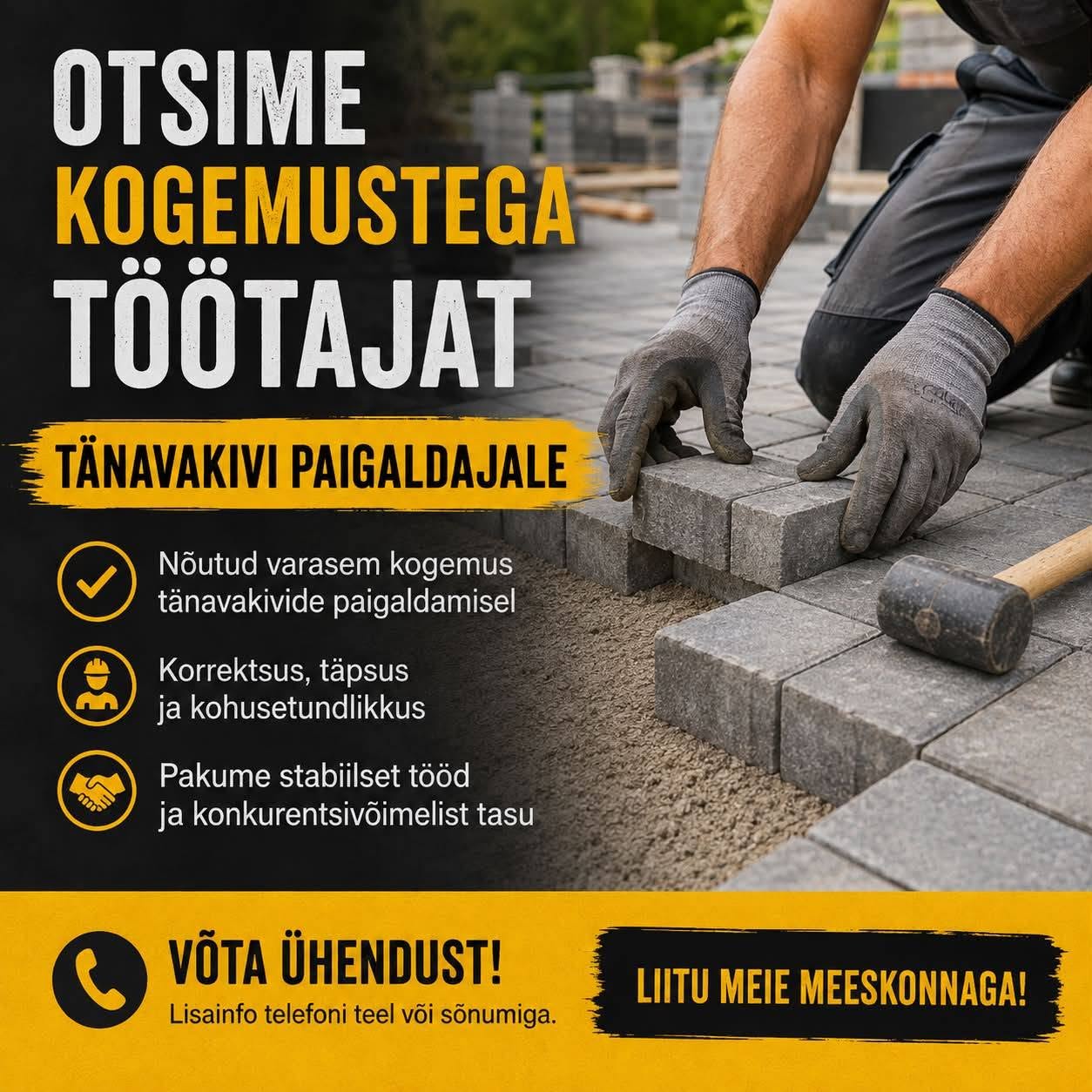 Tööpakkumine tänavakivi paigaldajale Rakveres